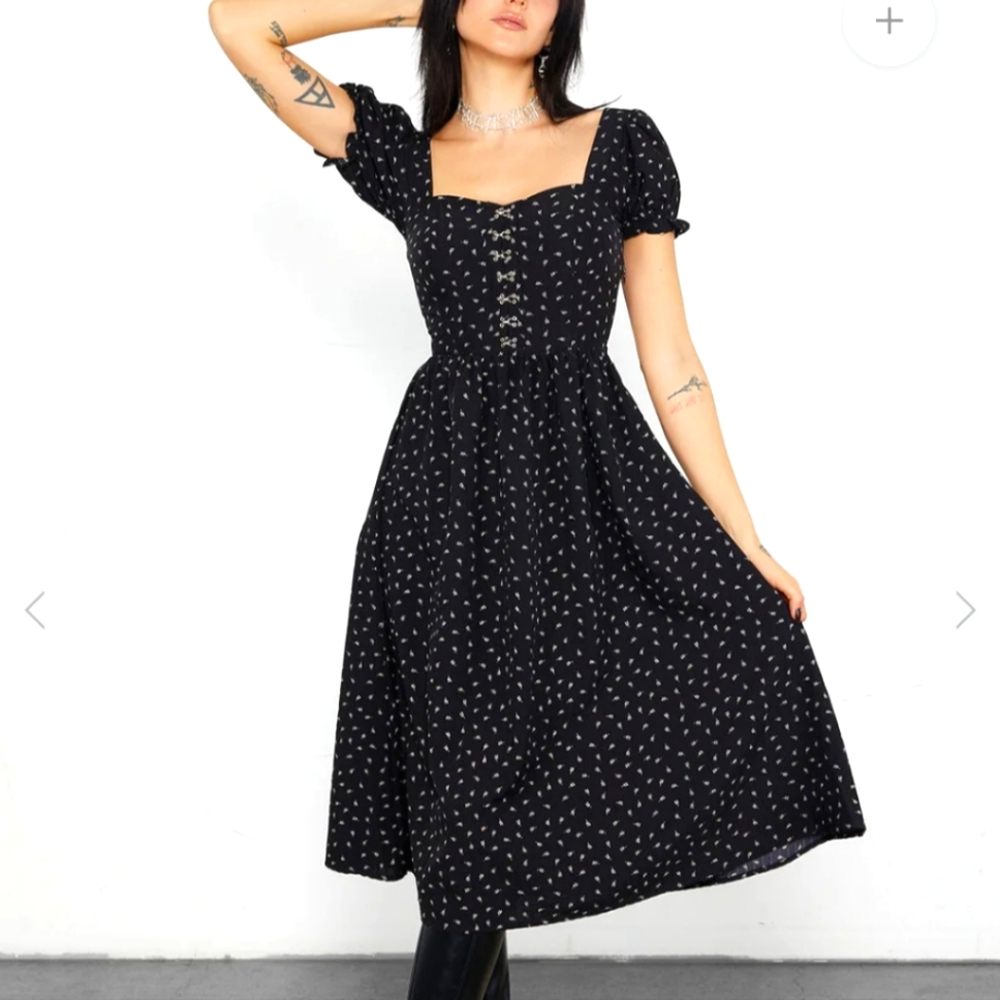 Disturbia Black Midi Dress with White Accents